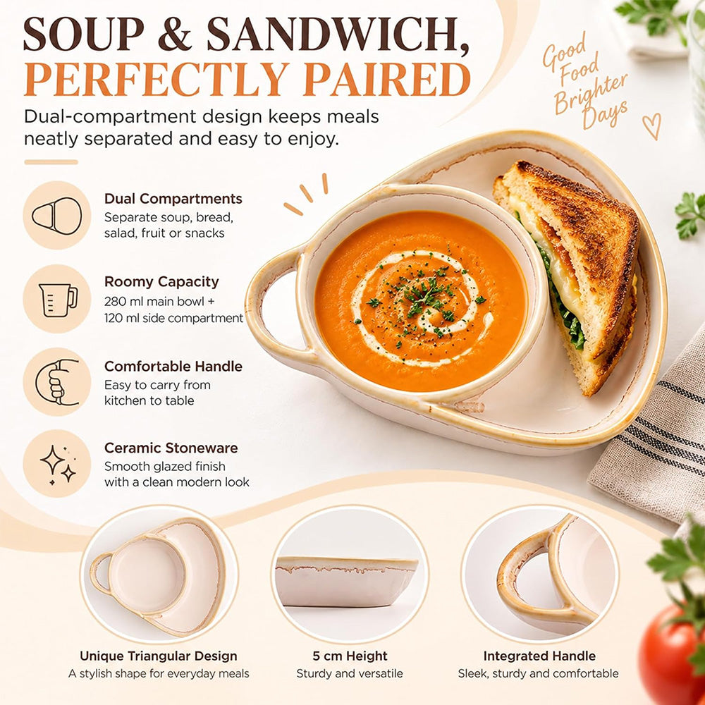 Ceramic Soup & Toasty Bowls with Handles – Rustic Reactive Glaze Design