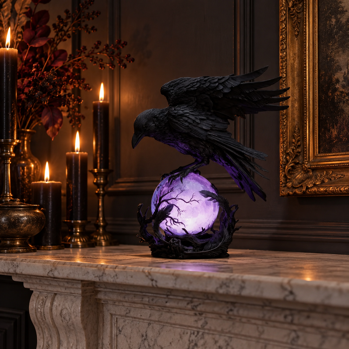Raven lamp bedroom display