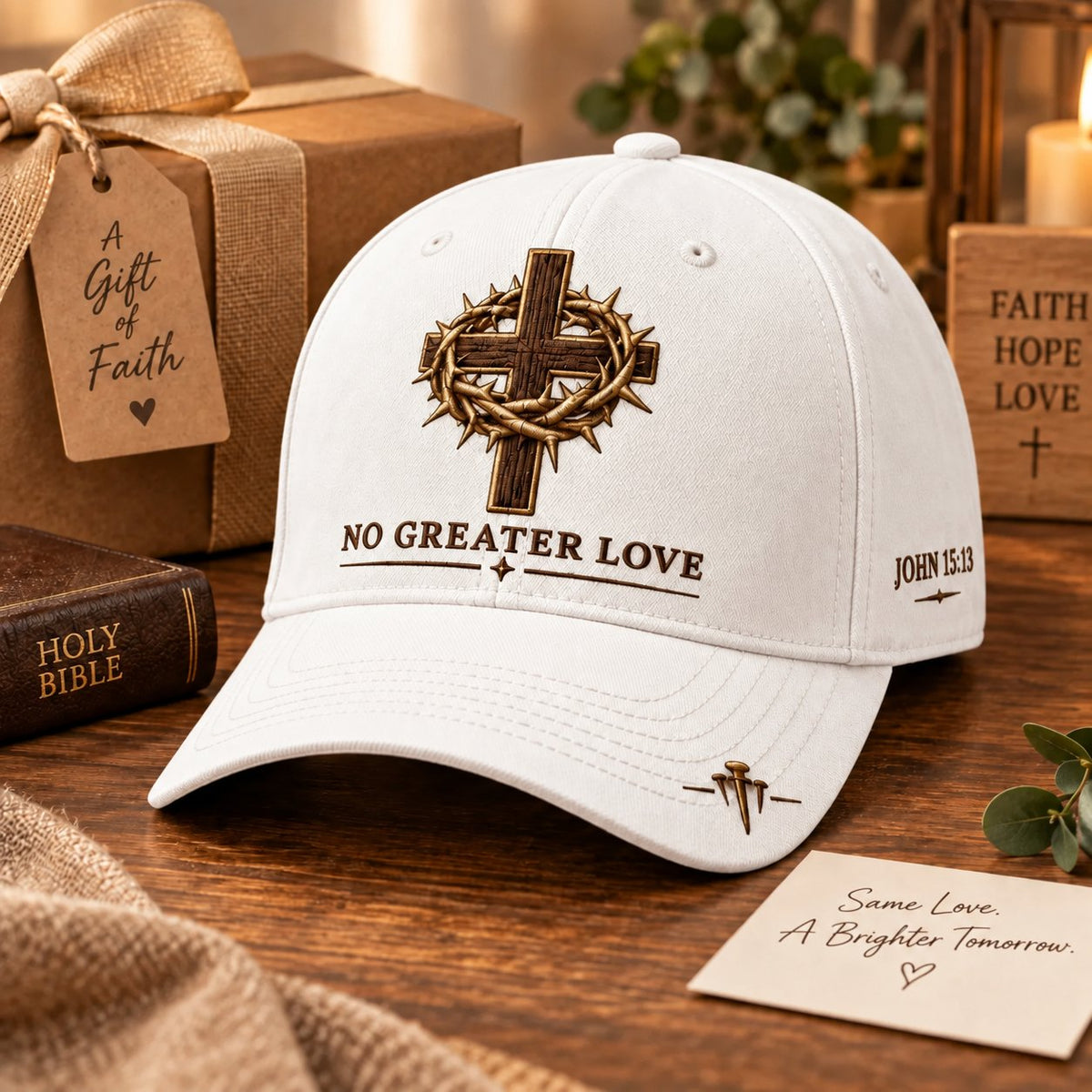 ✝️ John 15:13 “No Greater Love” Christian Cap ✨ Wear a Daily Reminder of Faith, Sacrifice, and the Love That Gave Everything.