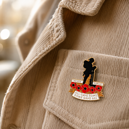 Red Poppy Remembrance Brooch – All Gave Some, Some Gave All
