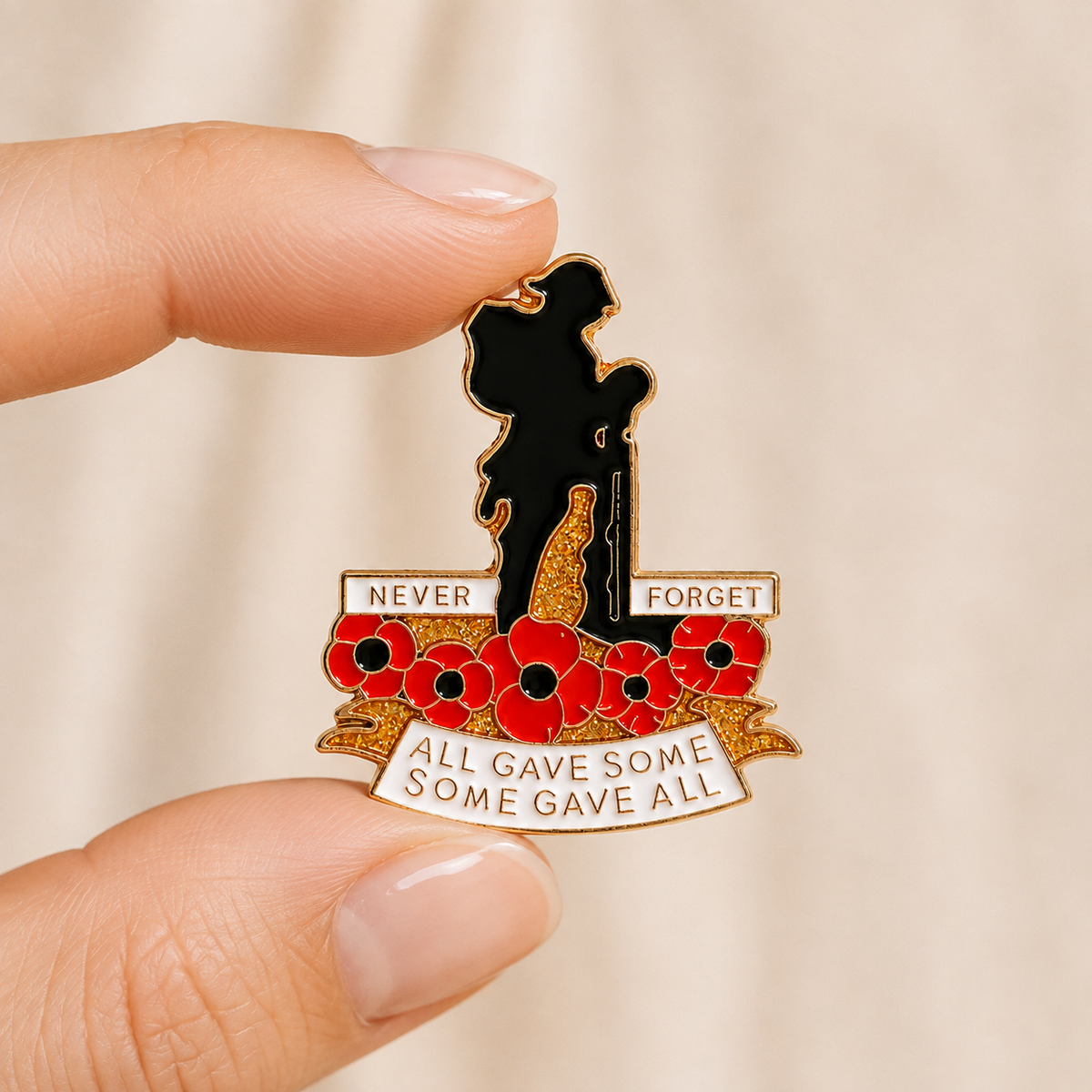 Red Poppy Remembrance Brooch – All Gave Some, Some Gave All