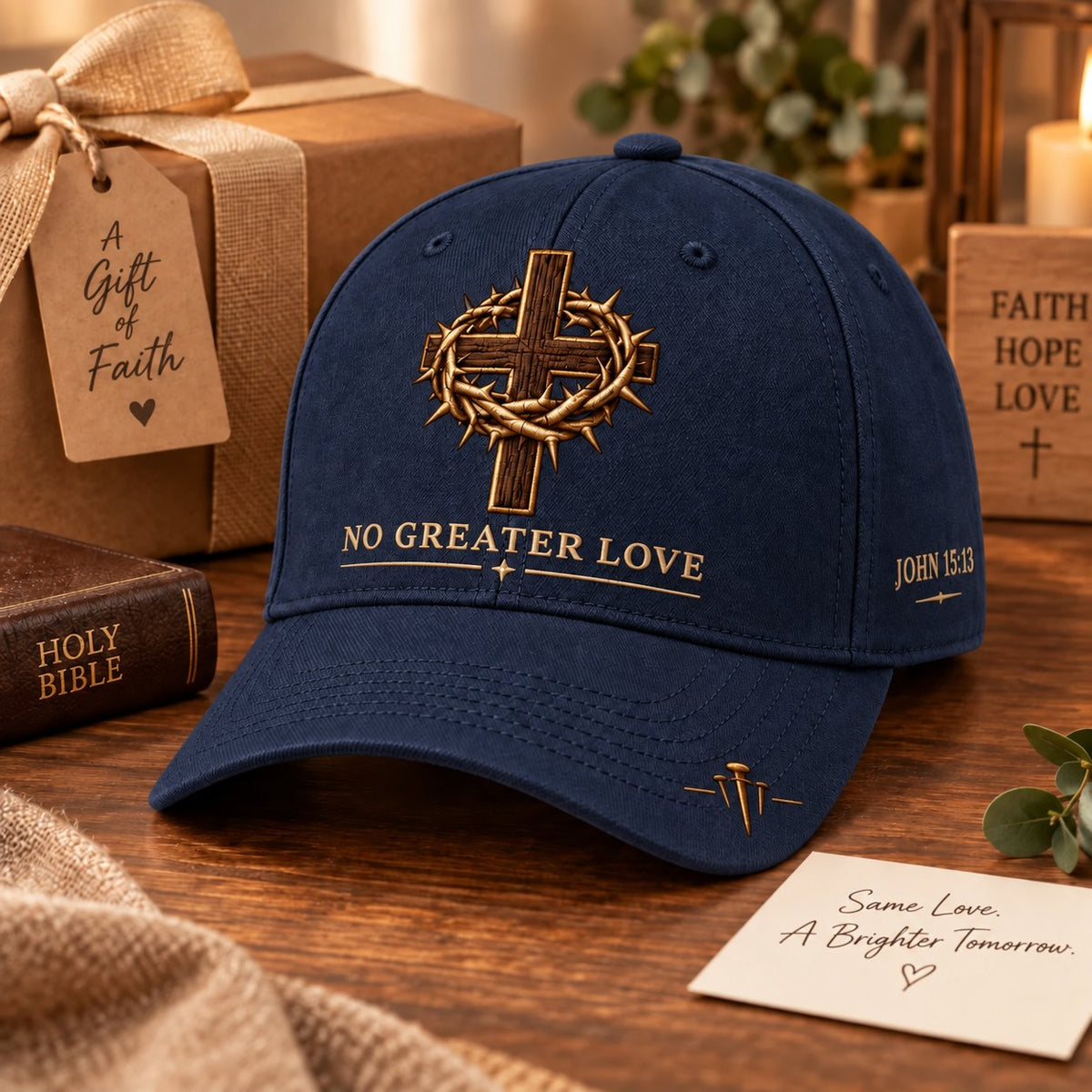 ✝️ John 15:13 “No Greater Love” Christian Cap ✨ Wear a Daily Reminder of Faith, Sacrifice, and the Love That Gave Everything.