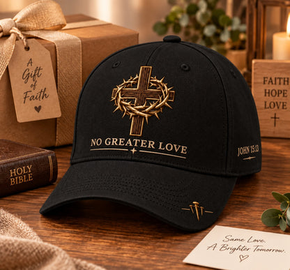 ✝️ John 15:13 “No Greater Love” Christian Cap ✨ Wear a Daily Reminder of Faith, Sacrifice, and the Love That Gave Everything.