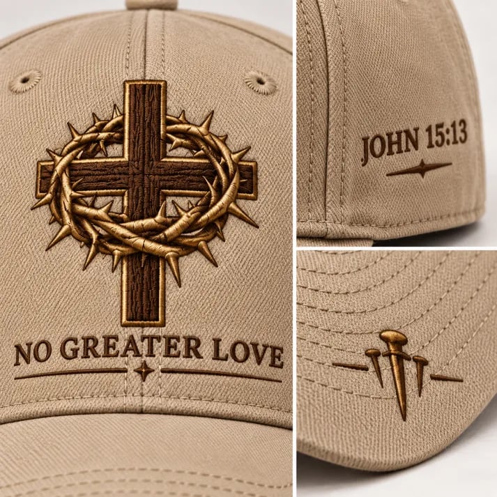 ✝️ John 15:13 “No Greater Love” Christian Cap ✨ Wear a Daily Reminder of Faith, Sacrifice, and the Love That Gave Everything.