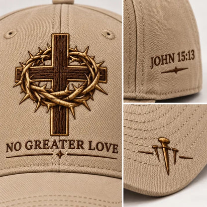 ✝️ John 15:13 “No Greater Love” Christian Cap ✨ Wear a Daily Reminder of Faith, Sacrifice, and the Love That Gave Everything.