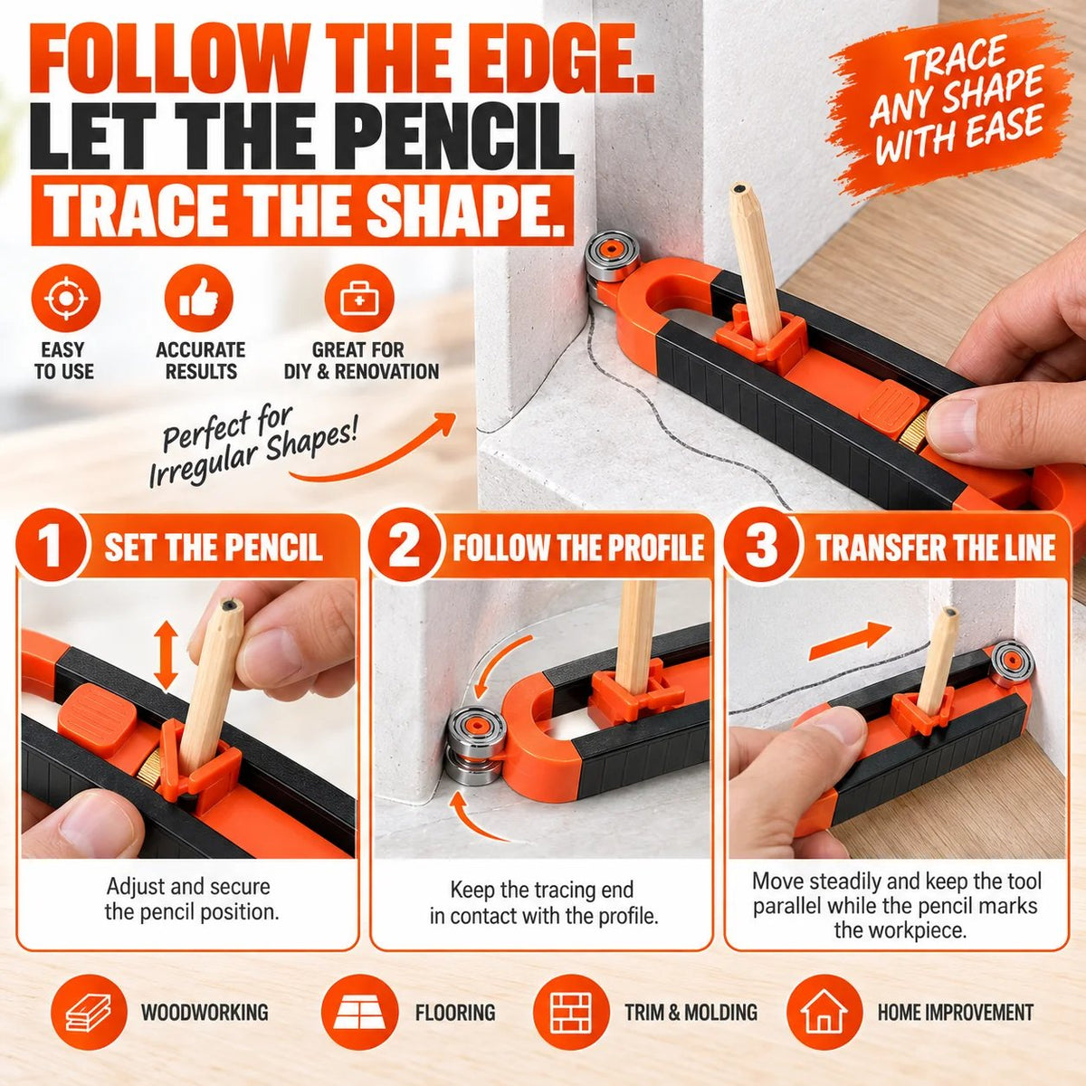 📐Contour Gauge Scribe Tool with Lock🏠