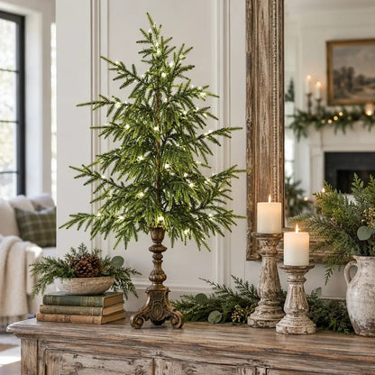🎄🌙 Vintage Lighted Norfolk Pine Trees