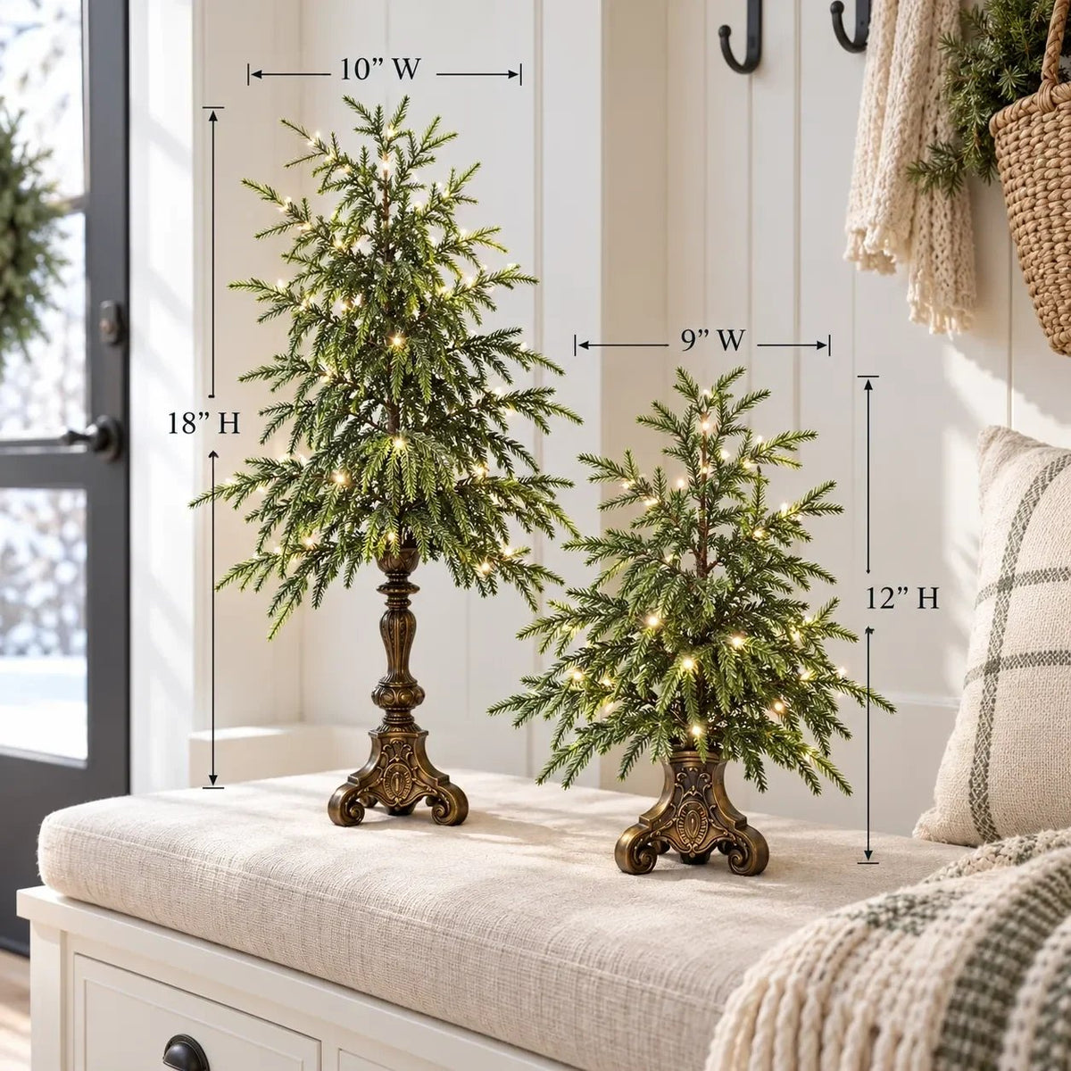 🎄🌙 Vintage Lighted Norfolk Pine Trees