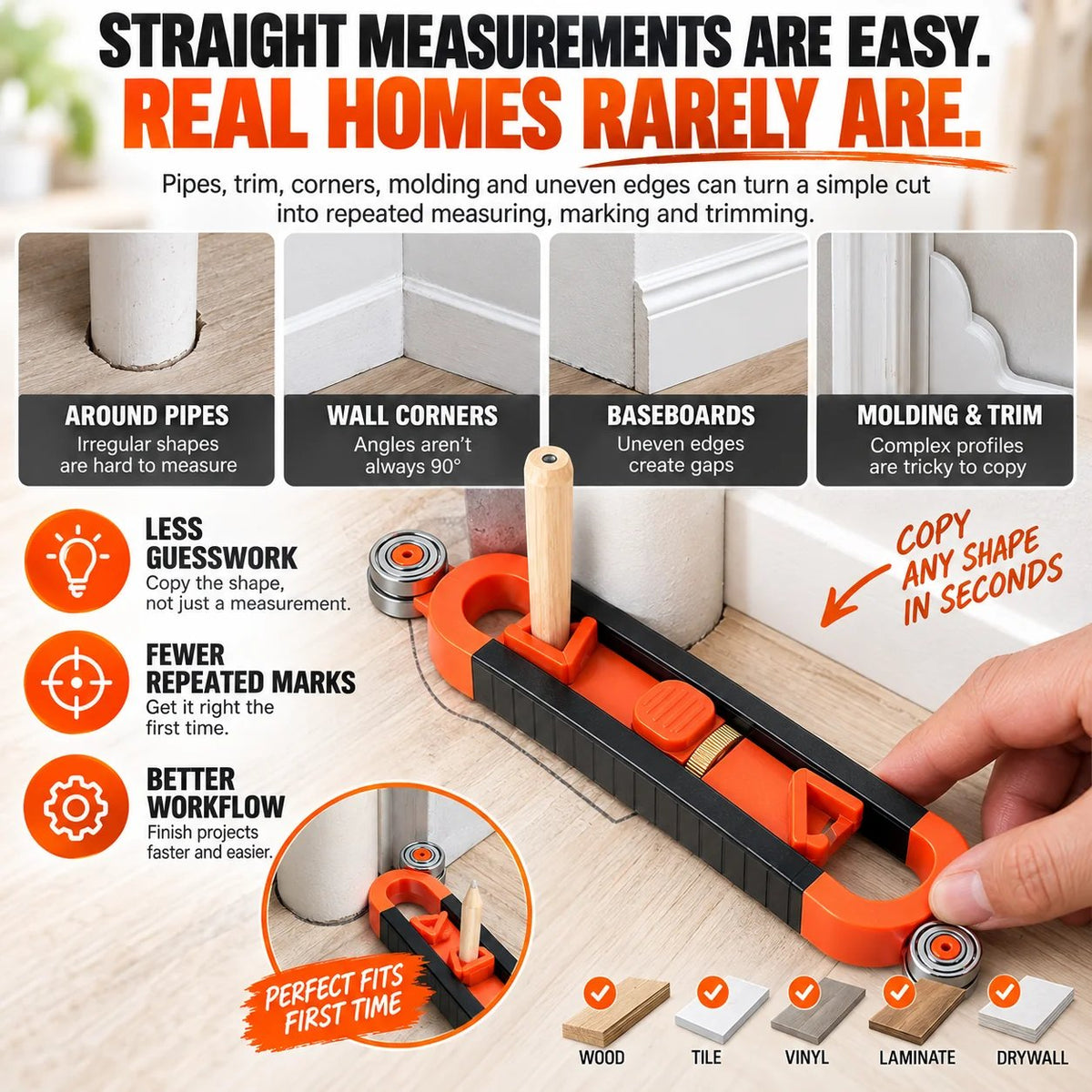 📐Contour Gauge Scribe Tool with Lock🏠