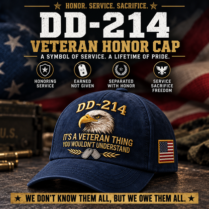 100% Handmade DD-214 Veteran Honor Embroidered Cap(𝐂𝐡𝐚𝐝 𝐒𝐦𝐢𝐭𝐡 𝐇𝐚𝐧𝐝𝐦𝐚𝐝𝐞®)