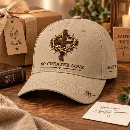 ✝️ John 15:13 “No Greater Love” Christian Cap ✨ Wear a Daily Reminder of Faith, Sacrifice, and the Love That Gave Everything.
