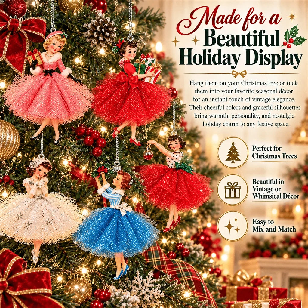 Vintage Christmas Lady Ornaments – 1950s-Inspired Holiday Charm 🎄