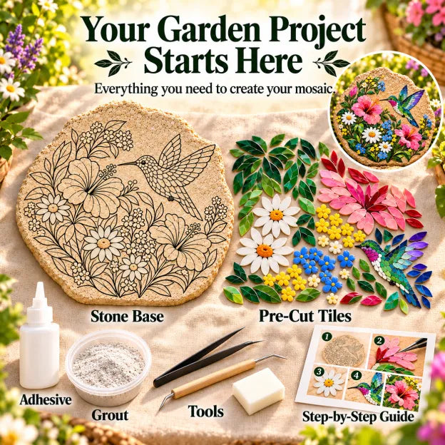 🐦 Beginner-Friendly Hummingbird & Wildflower Mosaic DIY Kit