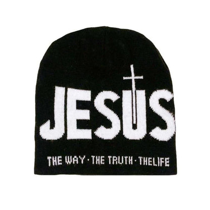 Unisex Y2K Heart & Cross Jacquard Knit Beanie Cap for Cold Weather