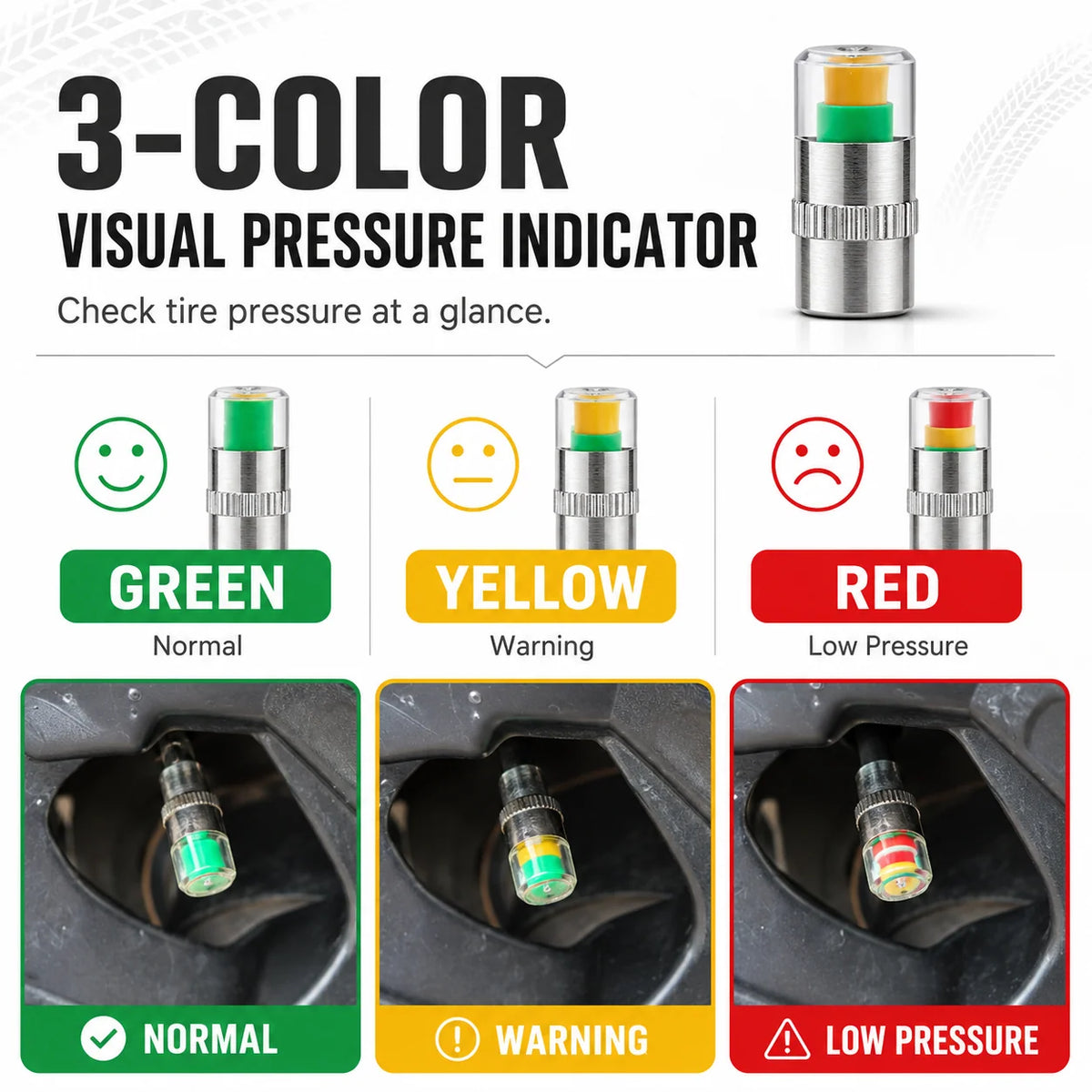 🚗🛠️4 PCS Car Tire Pressure Monitor Valve- tire valve stem caps