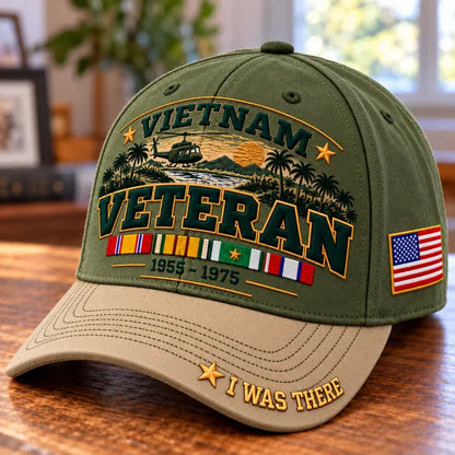 🎖️ Vietnam Veteran 1955–1975 I Was There Military Service Tribute Baseball Cap