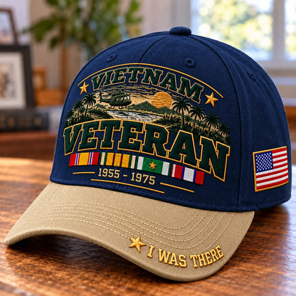 🎖️ Vietnam Veteran 1955–1975 I Was There Military Service Tribute Baseball Cap