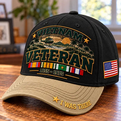 🎖️ Vietnam Veteran 1955–1975 I Was There Military Service Tribute Baseball Cap