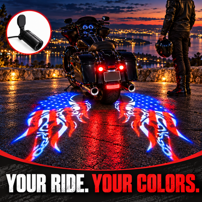 🏍️Patriotic Eagle Motorcycle Ground Projection Lamp 🇺🇸