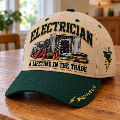 ⚡ Electrician A Lifetime In The Trade Wired For Life Baseball Cap