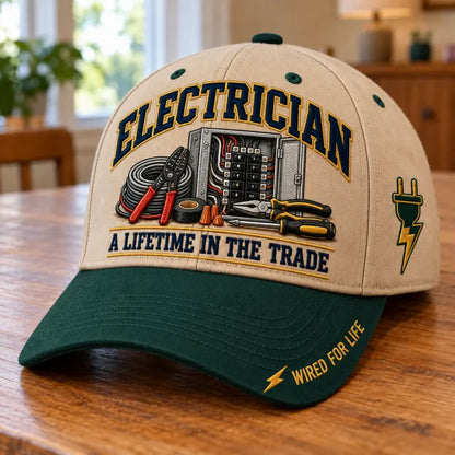 ⚡ Electrician A Lifetime In The Trade Wired For Life Baseball Cap