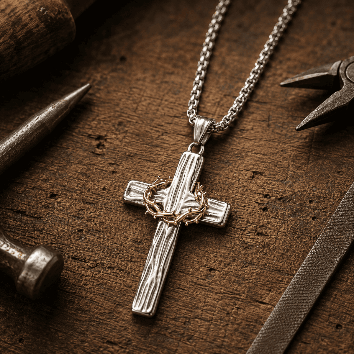 ✝️ 100% Handmade Crown Of Thorns Cross Necklace (𝐃𝐚𝐧𝐢𝐞𝐥 𝐁𝐫𝐨𝐨𝐤𝐬 𝐇𝐚𝐧𝐝𝐦𝐚𝐝𝐞®)