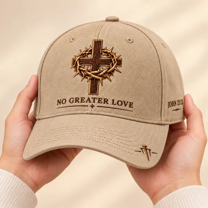 ✝️ John 15:13 “No Greater Love” Christian Cap ✨ Wear a Daily Reminder of Faith, Sacrifice, and the Love That Gave Everything.