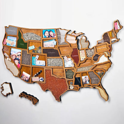 🎁 Personalized USA Travel Memory Map – Collect & Display Your Travel Keepsakes