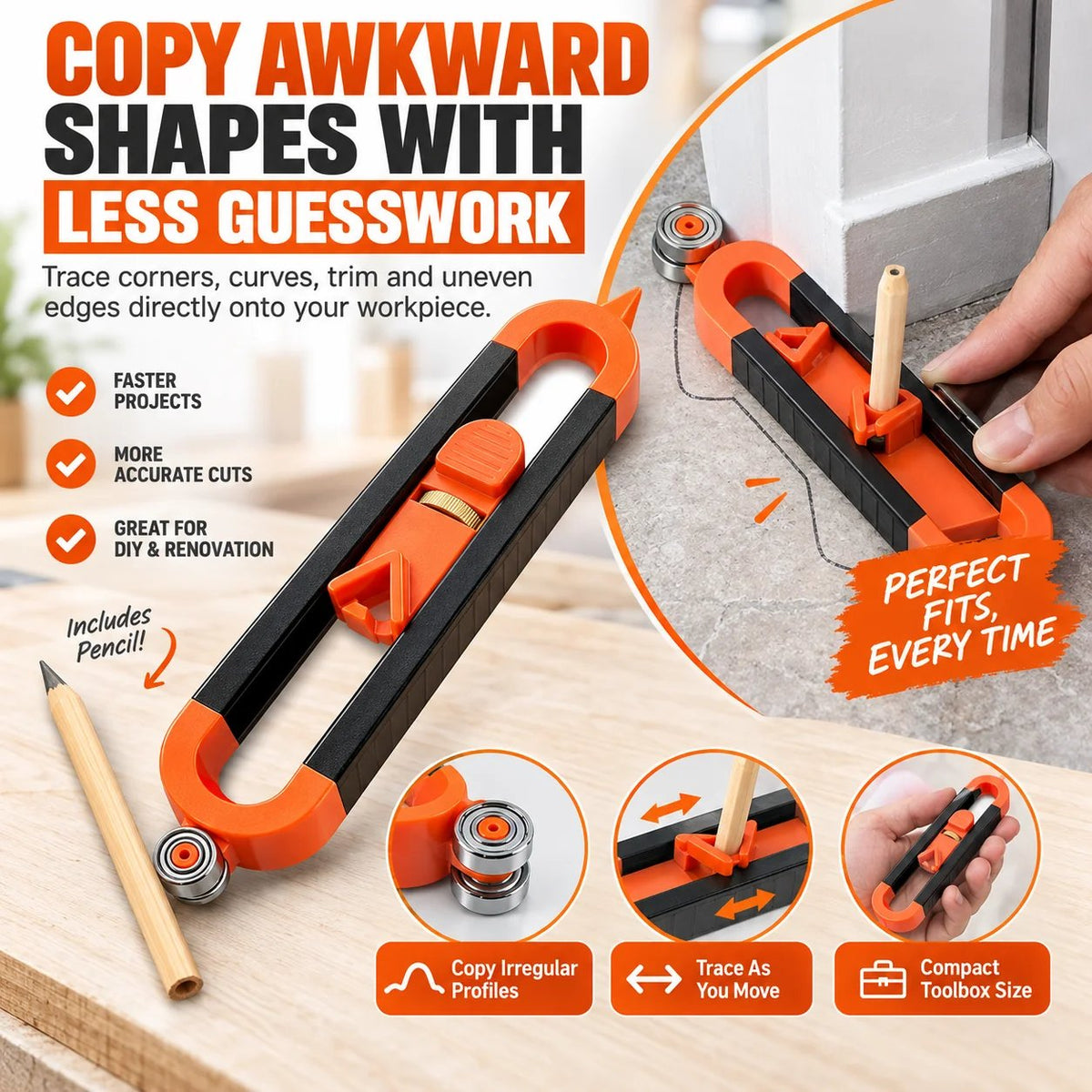 📐Contour Gauge Scribe Tool with Lock🏠