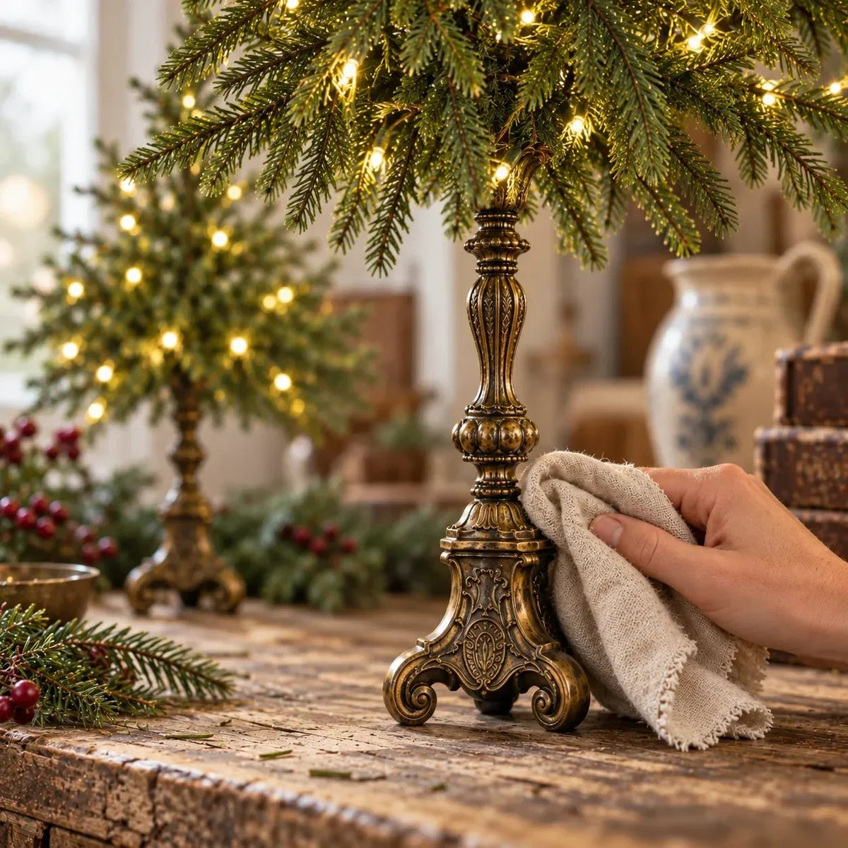 🎄🌙 Vintage Lighted Norfolk Pine Trees