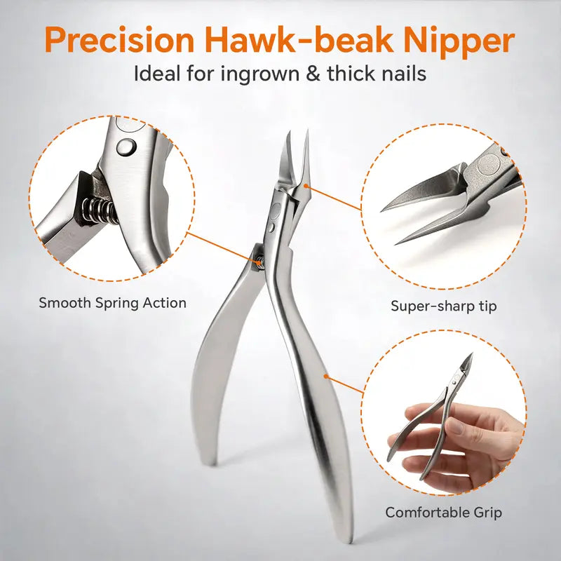 📢📢40% OFF !! ⏰Stainless Steel Ingrown Toenail Clipper and Dead Skin Nipper 2 Piece Manicure Set